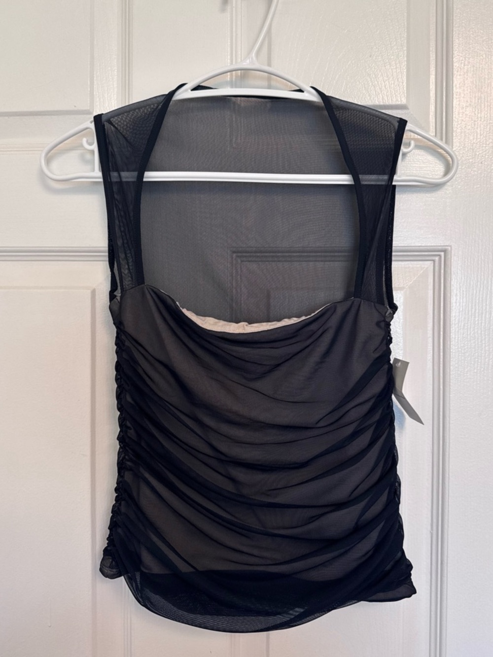 NWT Abercrombie Black Sheer Ruched Tank Top